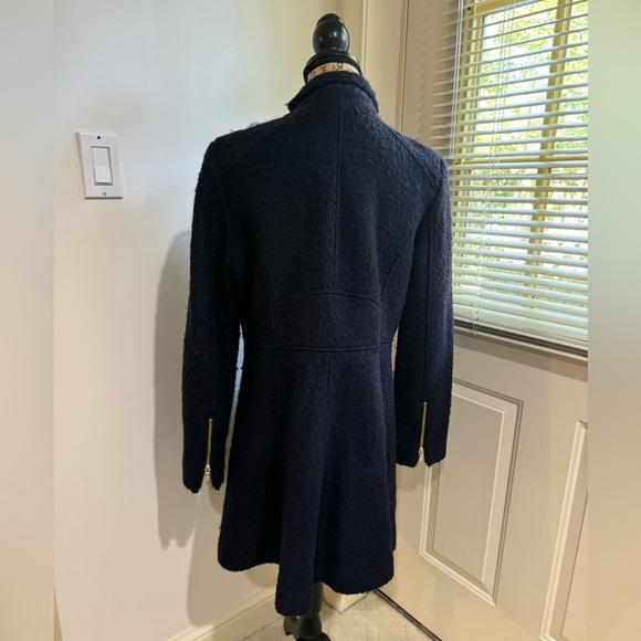 Guess top of the line Navy wool blend coat with golden zippers & buttons size L - Picture 5 of 12